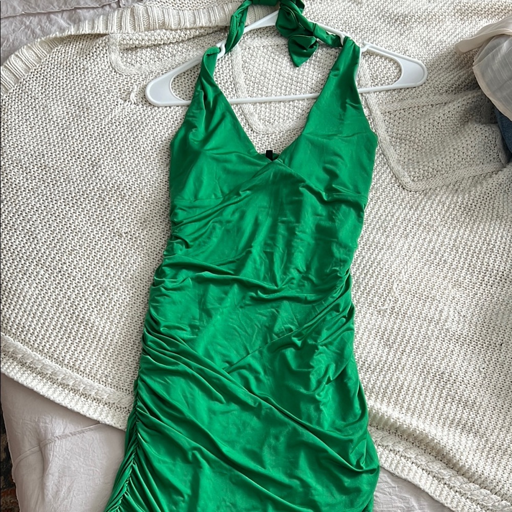 Vibrant Green Halter Dress